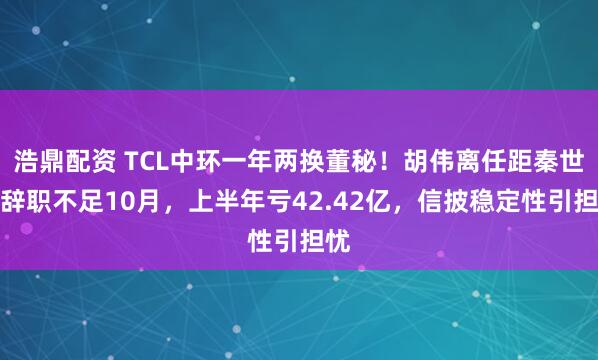 浩鼎配资 TCL中环一年两换董秘！胡伟离任距秦世龙辞职不足10月，上半年亏42.42亿，信披稳定性引担忧